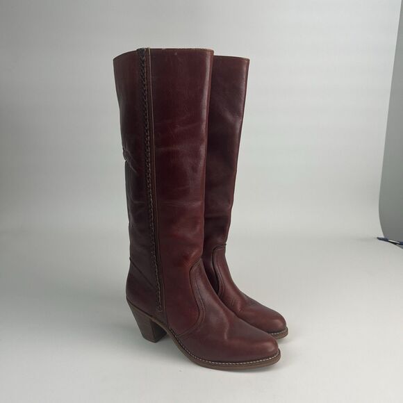 Vintage Dexter Campus Western Tall Boots 8 Brown Cowgirl Riding Ranch Festival - Picture 16 of 16